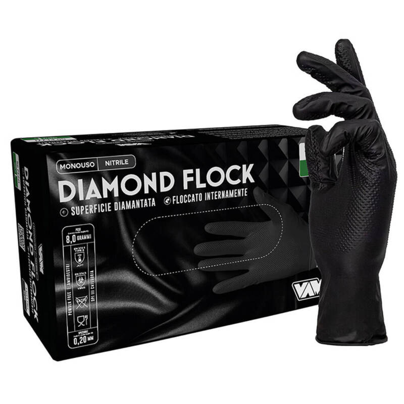 Guanti da lavoro in nitrile riutilizzabili grip superiore DIAMOND FLOCK VAM