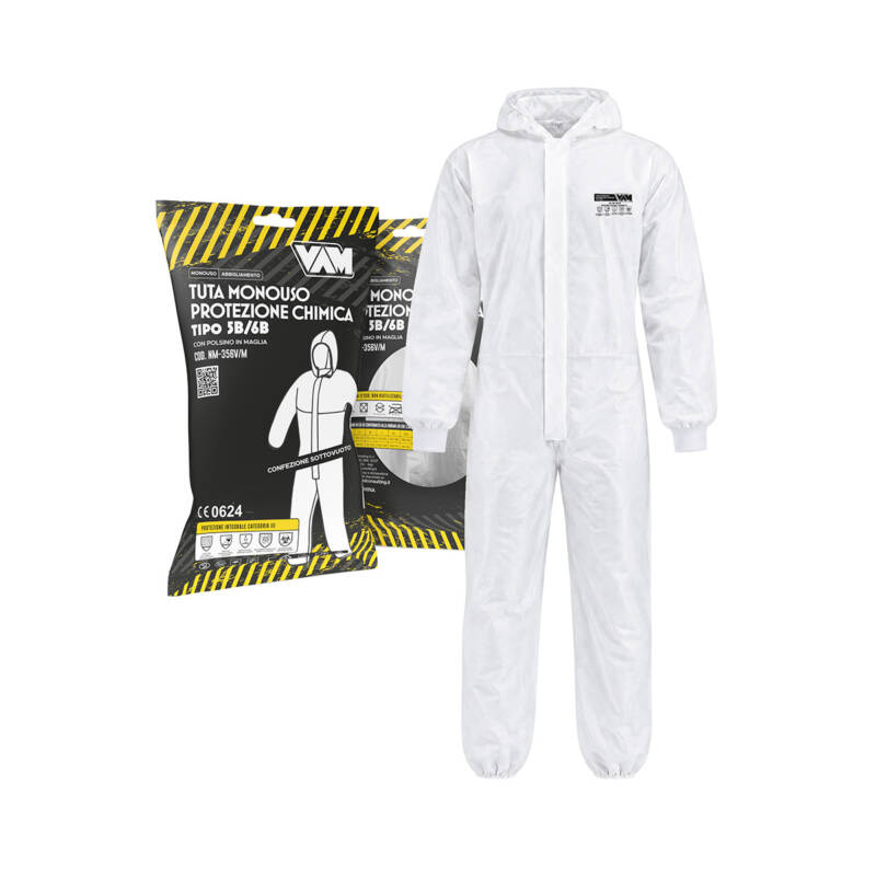 TUTA PROTEZIONE CHIMICA 5B-6B IN PLP+PE 65 GSM (SOTTOVUOTO)
